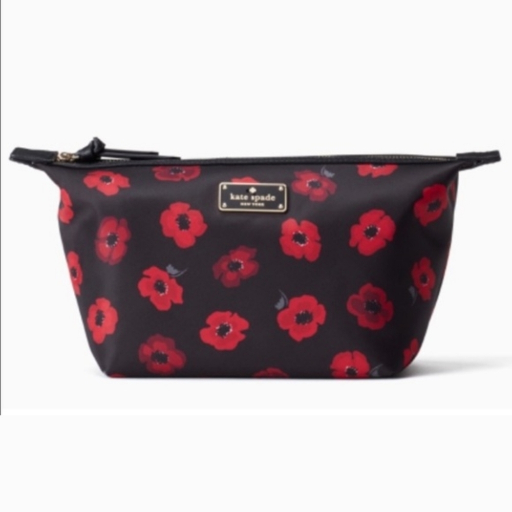 NWT Kate Spade Black & Red Wilson Road Mini Poppy Pouch - Picture 2 of 6